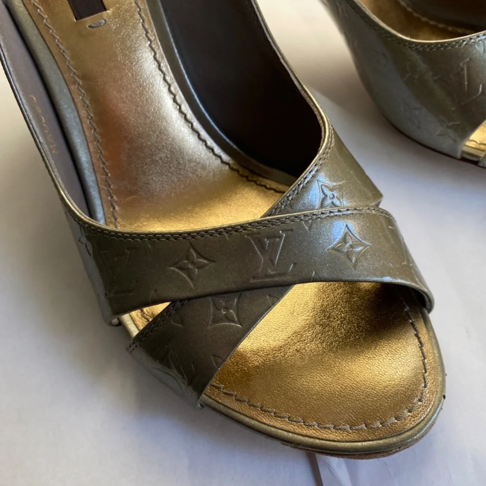 Louis Vuitton patent leather monogram mules heels open toe pumps 36.5-6.5 Italy - Picture 3 of 11